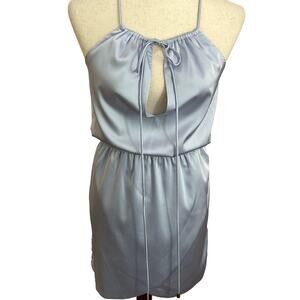 by the way. Revolve Sexy Baby Blue Satin Mini Halter Dress Size Small